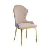 Caolan Tan, Lavender Fabric & Gold Finish Side Chair (Set-2)