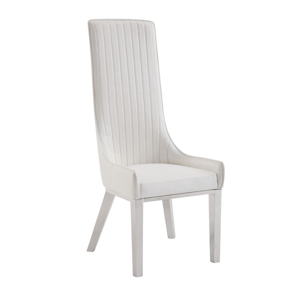 Gianna Ivory Synthetic Leather & Stainless Steel Side Chair (Set-2)