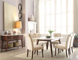 Gasha White Marble and Walnut Dining Room Set