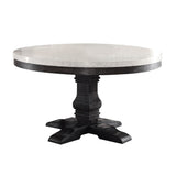 Nolan White Marble Top & Salvage Dark Oak Finish Dining Table