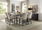 Nolan White Marble and Salvage Dark Oak Counter Height Dining Room Set