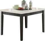 Nolan White Marble and Salvage Dark Oak Counter Height Dining Room Set