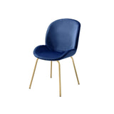 Chuchip Blue Velvet & Gold Finish Side Chair (Set-2)