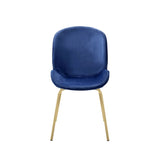 Chuchip Blue Velvet & Gold Finish Side Chair (Set-2)