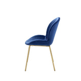 Chuchip Blue Velvet & Gold Finish Side Chair (Set-2)