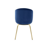 Chuchip Blue Velvet & Gold Finish Side Chair (Set-2)