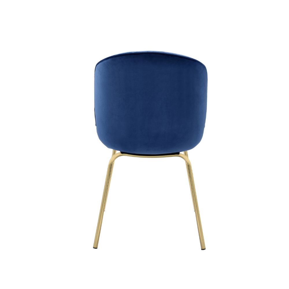 Chuchip Blue Velvet & Gold Finish Side Chair (Set-2)