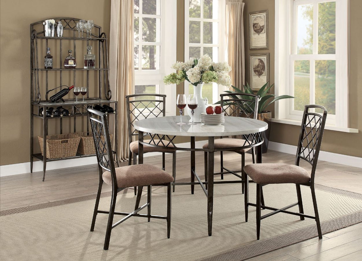 Aldric Faux Marble Top & Antique Black Finish Dining Table