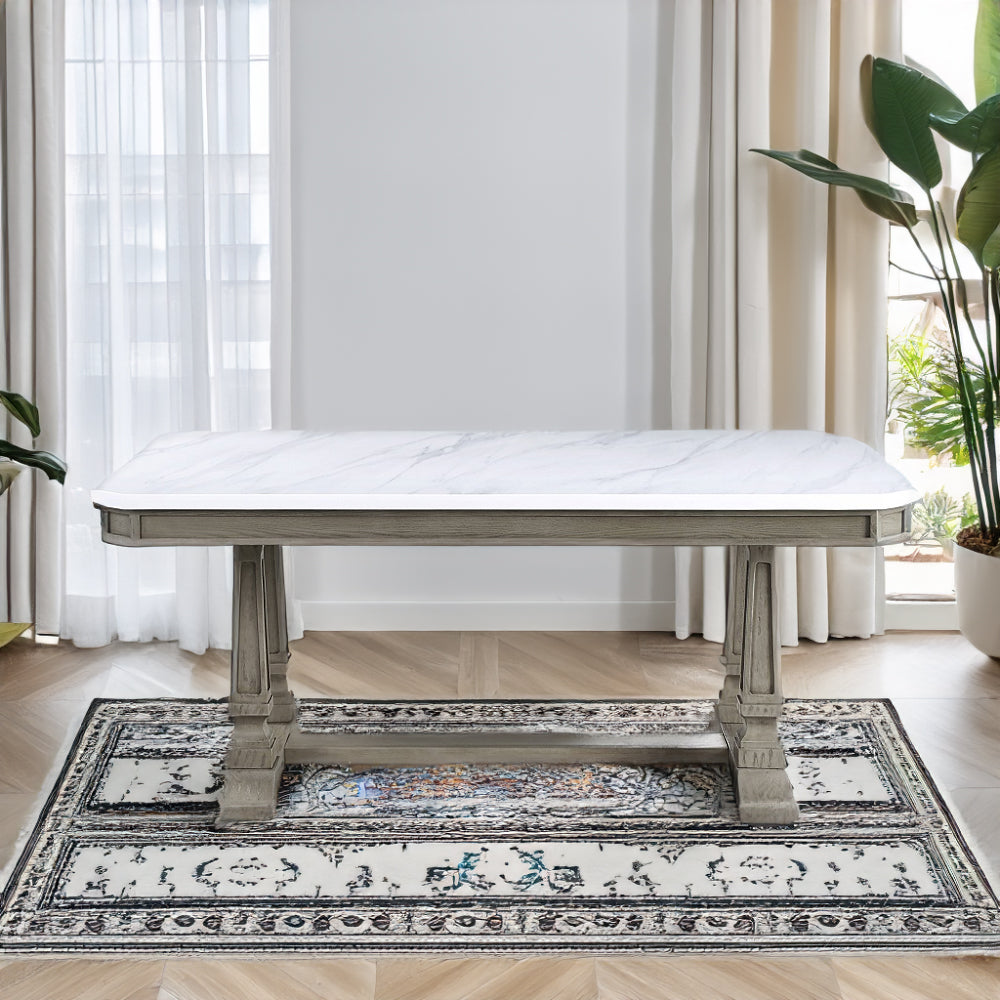 Zumala Marble Top & Weathered Oak Finish Dining Table