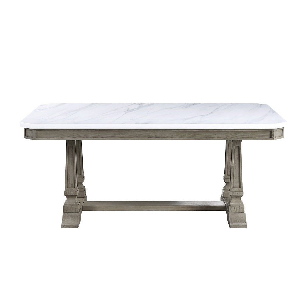 Zumala Marble Top & Weathered Oak Finish Dining Table