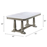 Zumala Marble Top & Weathered Oak Finish Dining Table