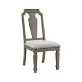 Zumala Beige Linen & Weathered Oak Finish Side Chair (Set-2)