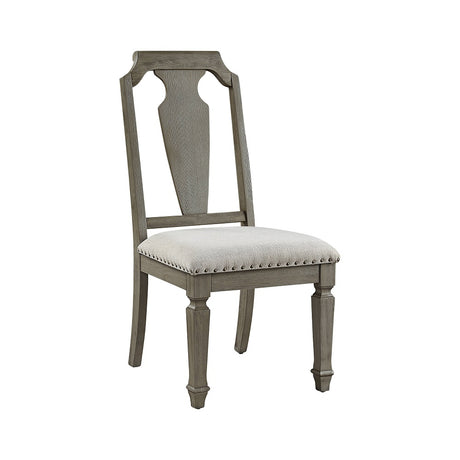 Zumala Beige Linen & Weathered Oak Finish Side Chair (Set-2)