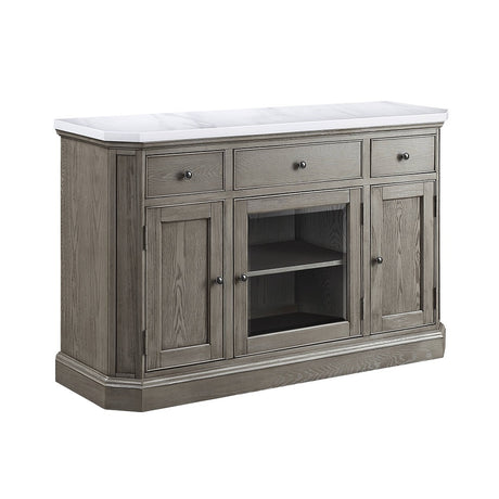 Zumala Marble Top & Weathered Oak Finish Server