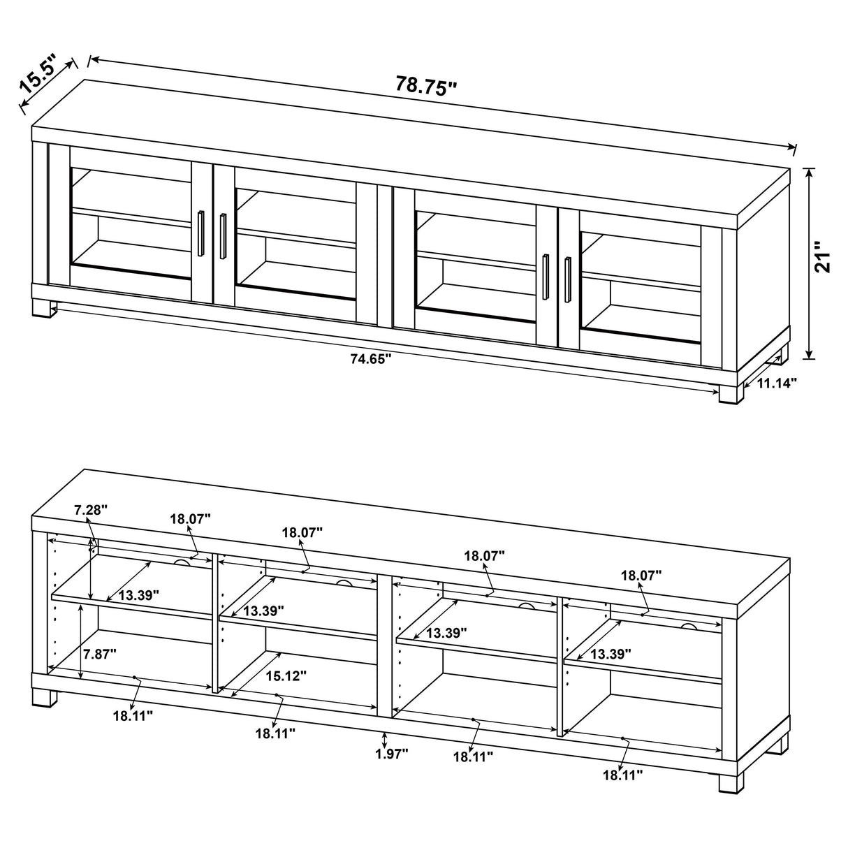 Sachin Rectangular Tv Console With Glass Doors