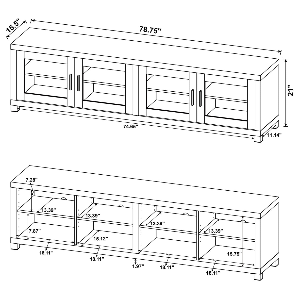 Jupiter Black 3-Piece Entertainment Center 79-Inch Tv Stand