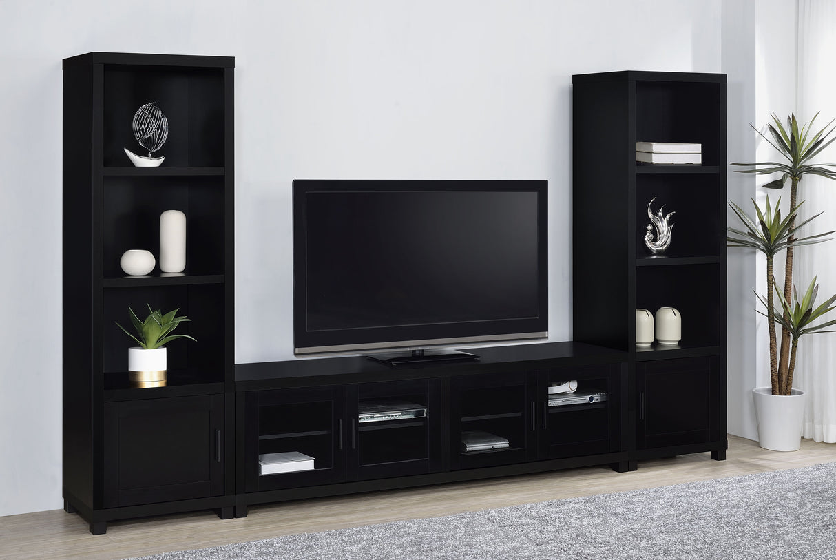 Jupiter 4-door Engineered Wood 79" TV Stand Black