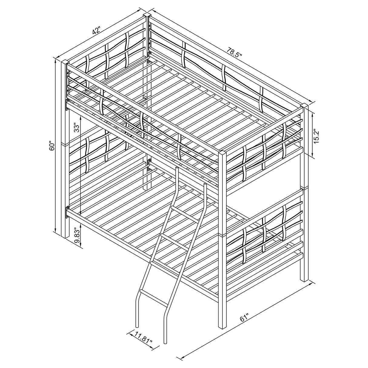 Fairfax Twin Over Twin Bunk Bed With Ladder Light Gunmetal