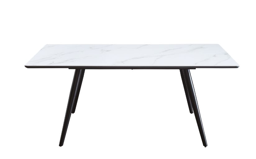 Caspian White Printed Faux Marble Top & Black Finish Dining Table