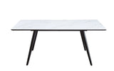 Caspian White Printed Faux Marble Top & Black Finish Dining Table