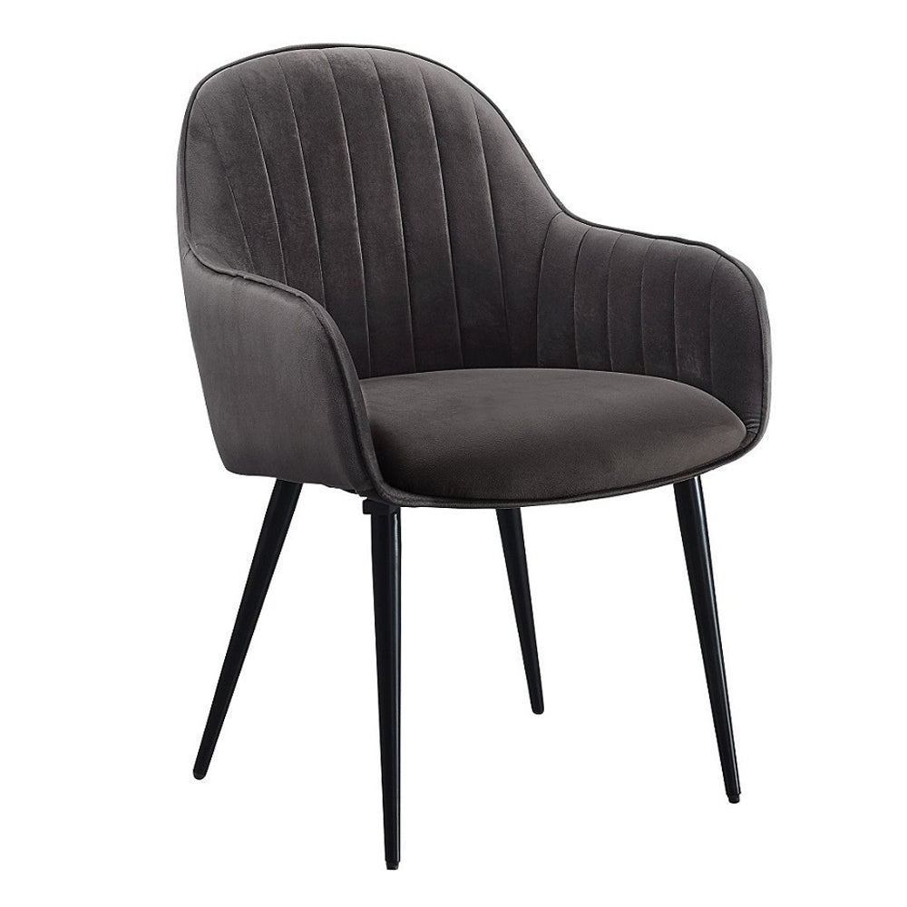 Caspian Dark Gray Fabric & Black Finish Side Chair (Set-2)