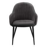 Caspian Dark Gray Fabric & Black Finish Side Chair (Set-2)