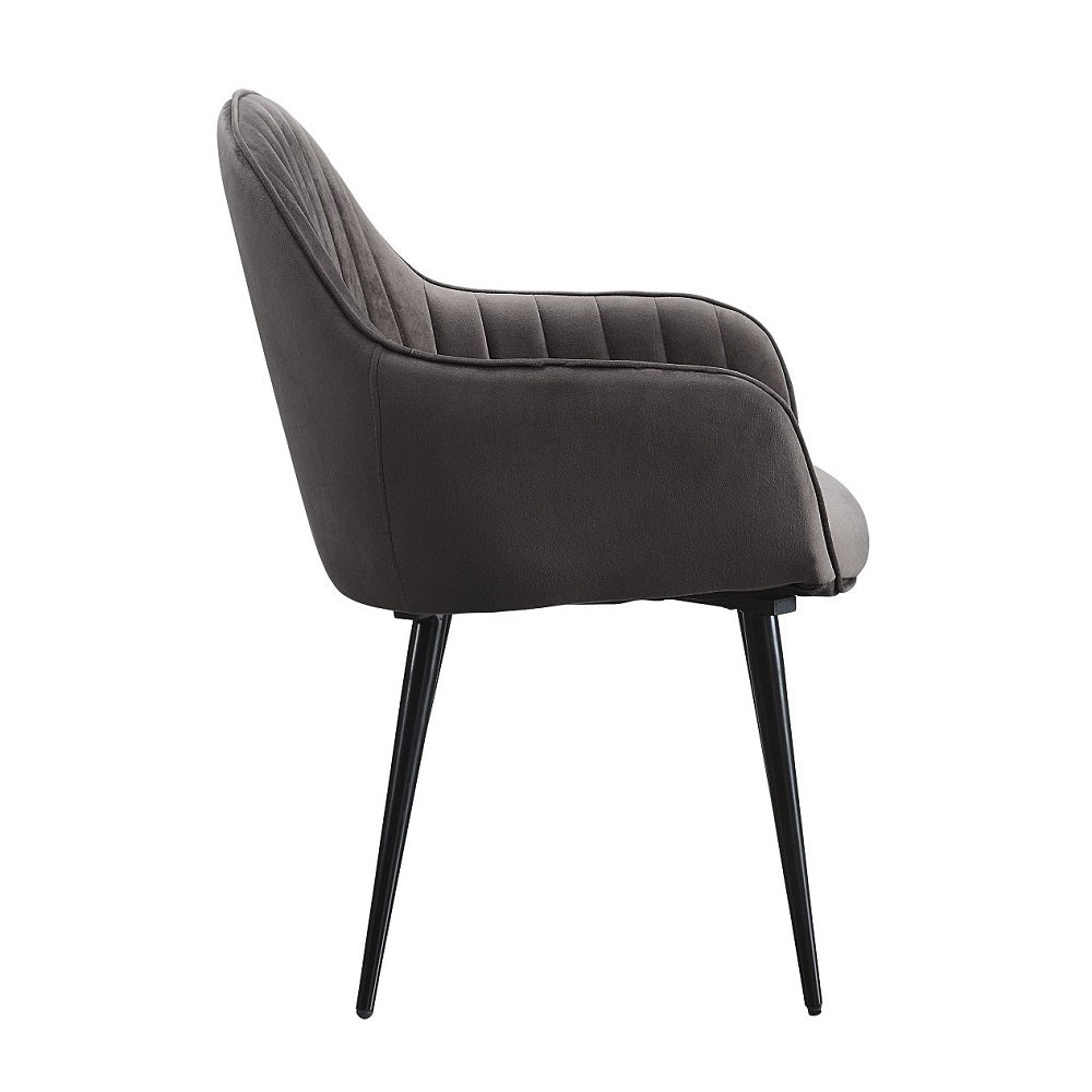 Caspian Dark Gray Fabric & Black Finish Side Chair (Set-2)