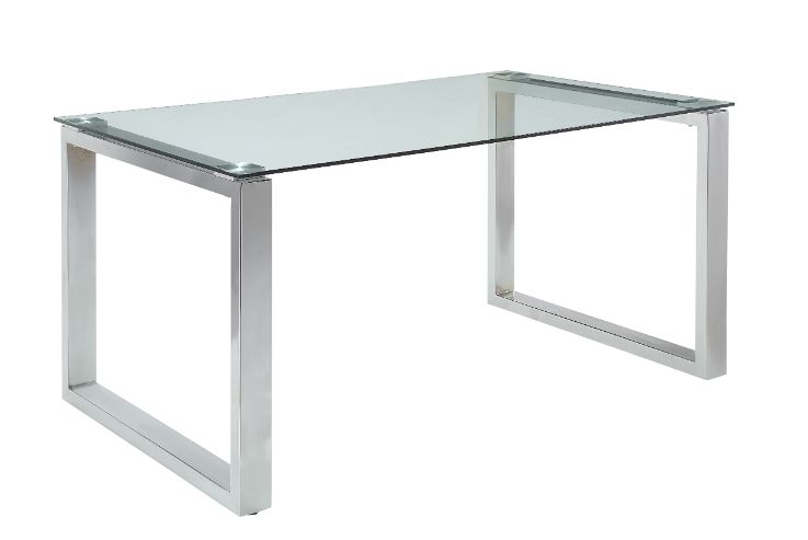 Abraham Clear Glass Top & Chrome Finish Dining Table