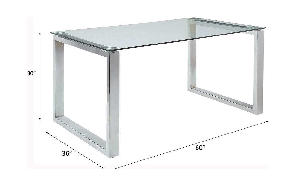 Abraham Clear Glass Top & Chrome Finish Dining Table