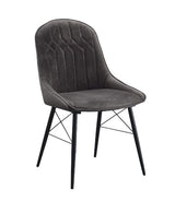 Abraham Dark Gray Fabric & Black Finish Side Chair (Set-2)