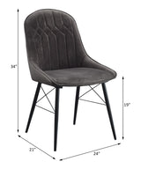 Abraham Dark Gray Fabric & Black Finish Side Chair (Set-2)