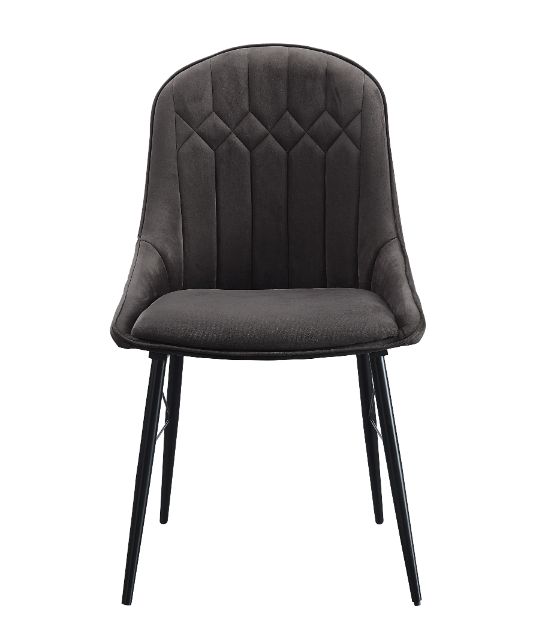 Abraham Dark Gray Fabric & Black Finish Side Chair (Set-2)