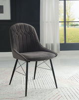 Abraham Dark Gray Fabric & Black Finish Side Chair (Set-2)