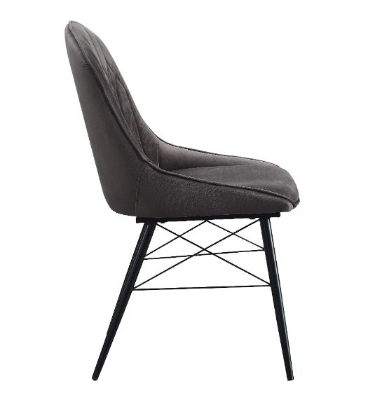 Abraham Dark Gray Fabric & Black Finish Side Chair (Set-2)