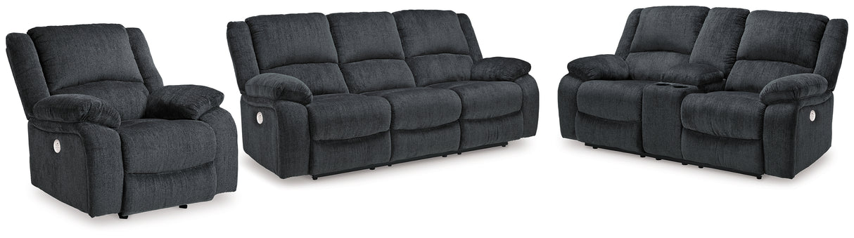 Draycoll Slate Power Reclining Sofa, Loveseat And Recliner