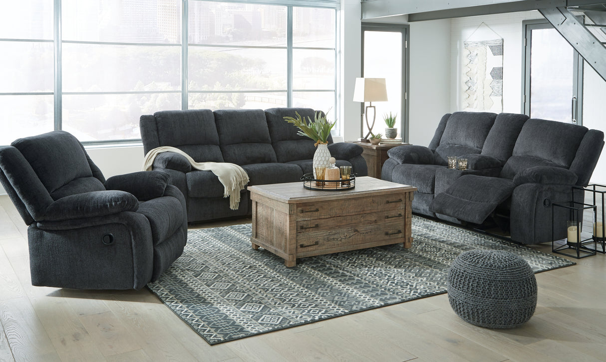 Draycoll Slate Reclining Sofa, Loveseat And Recliner