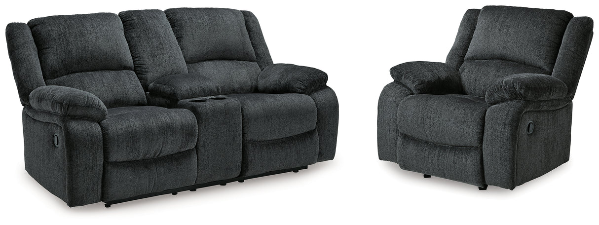 Draycoll Slate Reclining Loveseat With Console And Recliner