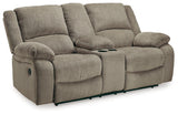 Draycoll Pewter Reclining Loveseat With Console