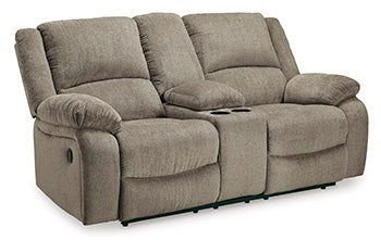 Draycoll Pewter Reclining Loveseat With Console