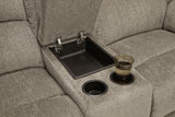 Draycoll Pewter Power Reclining Loveseat With Console