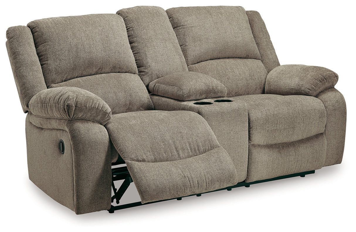 Draycoll Pewter Reclining Loveseat With Console