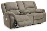 Draycoll Pewter Power Reclining Loveseat With Console