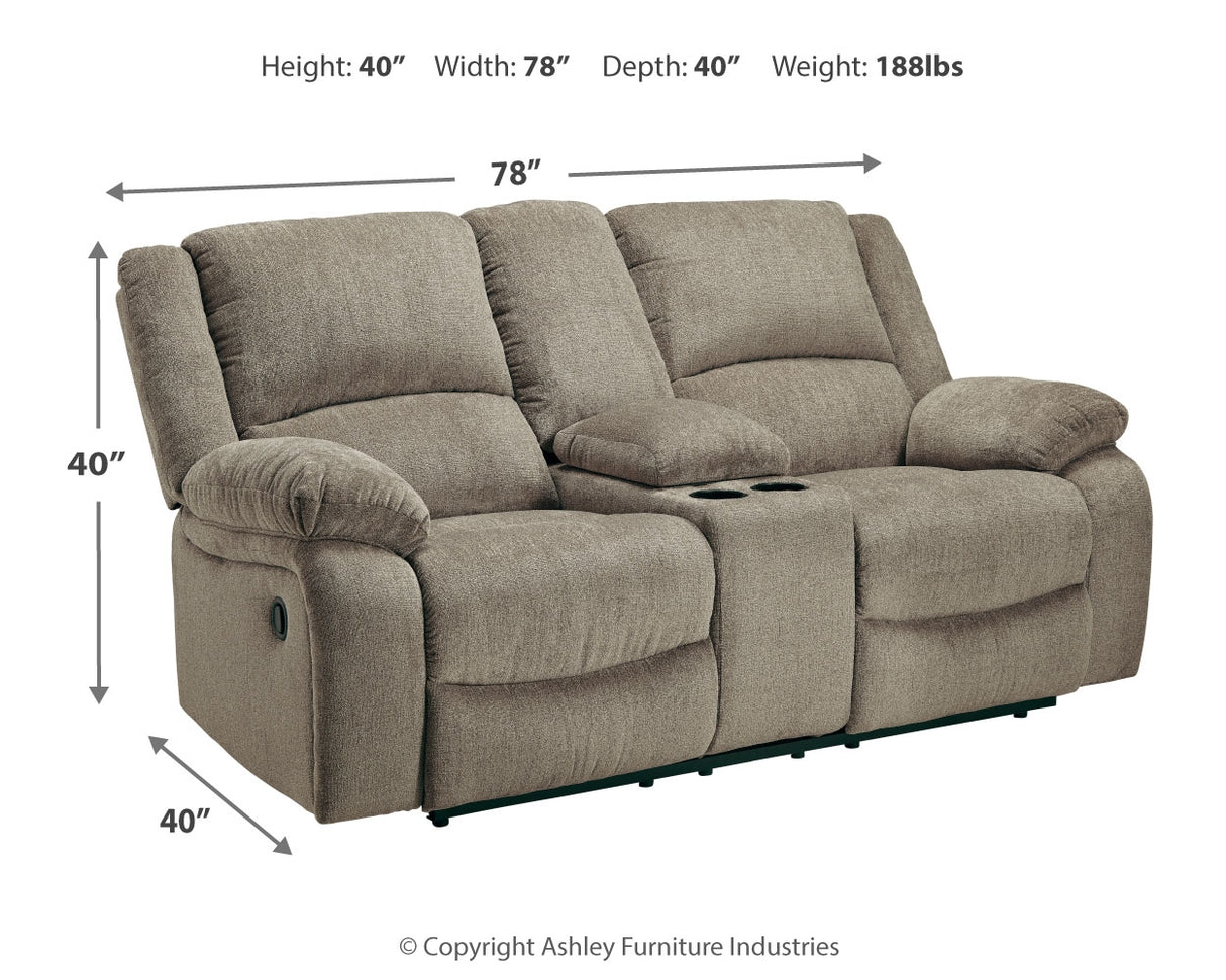 Draycoll Pewter Reclining Loveseat With Console