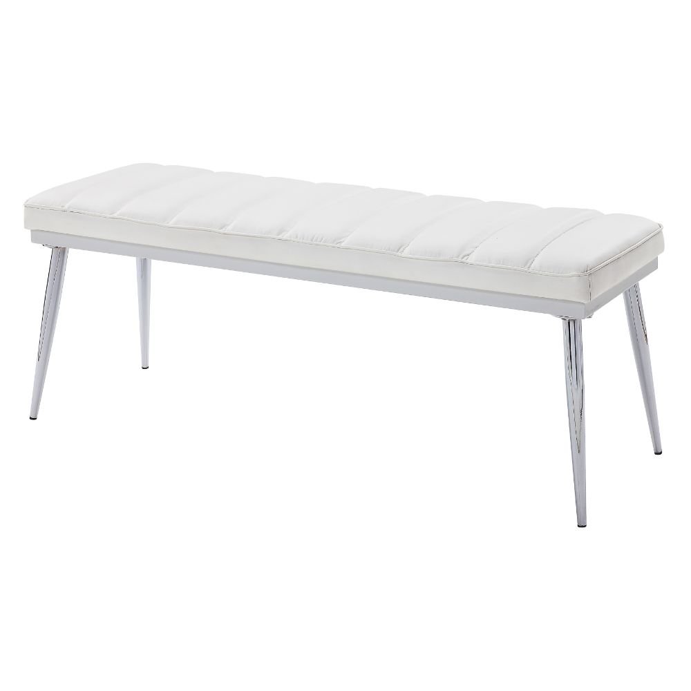 Weizor White Synthetic Leather & Chrome Finish Bench