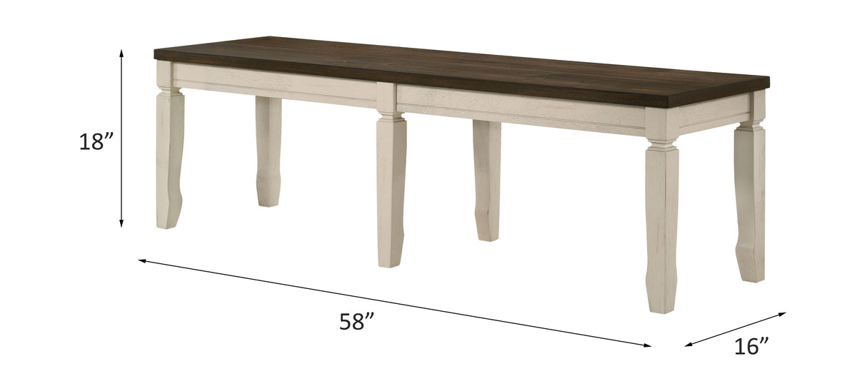 Fedele Weathered Oak & Cream Finish Bench