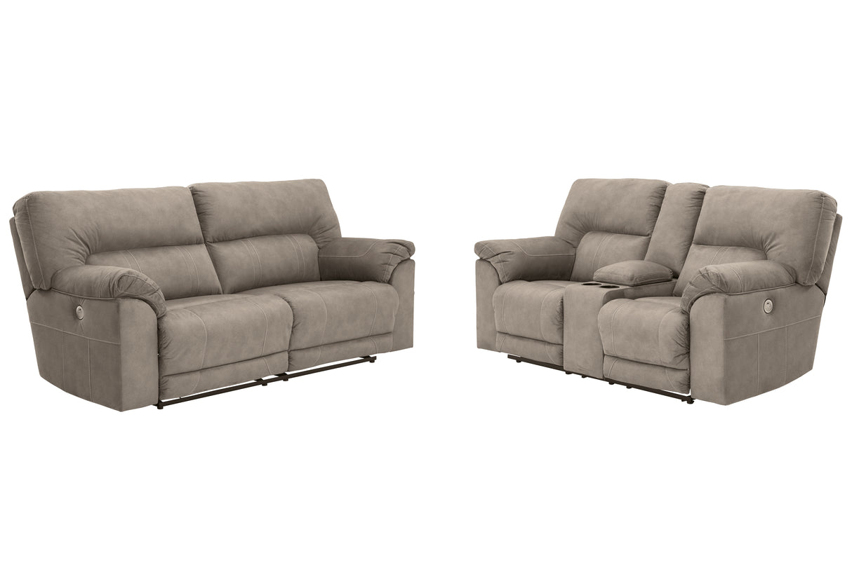 Cavalcade Slate Power Reclining Sofa And Loveseat