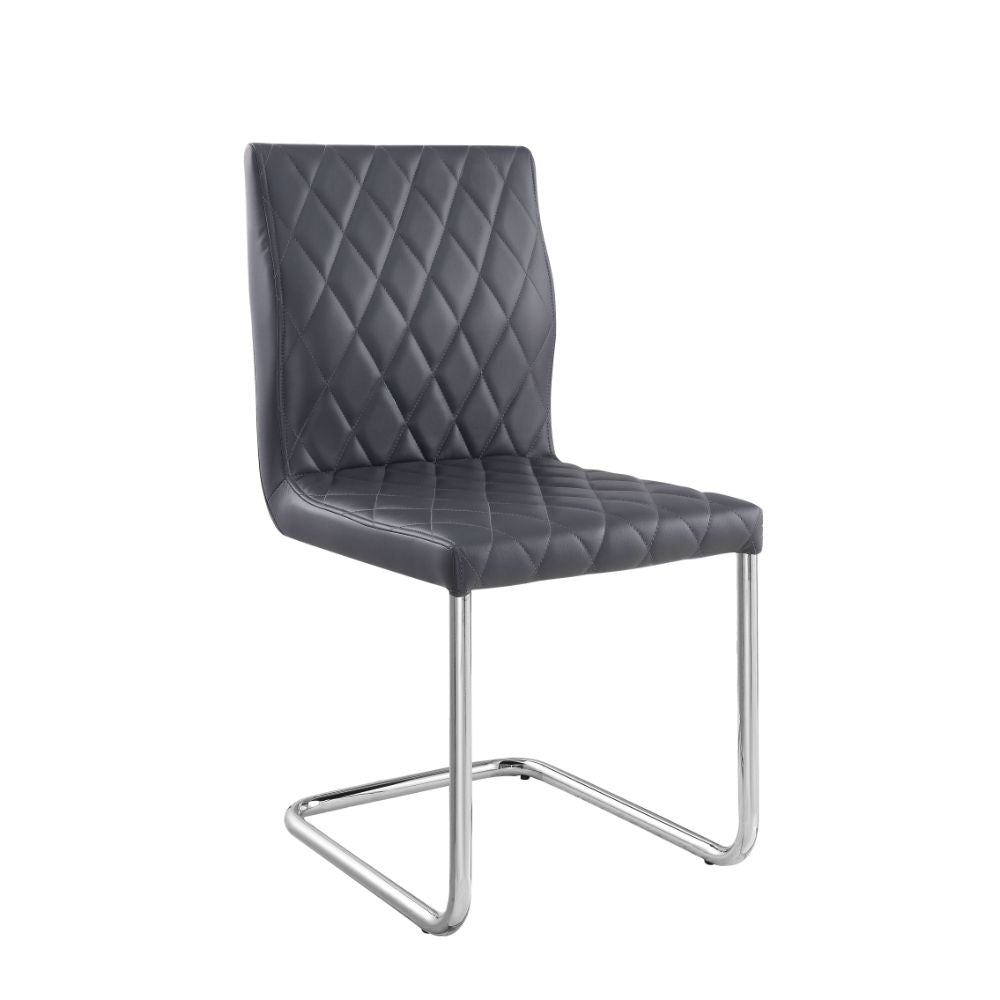 Ansonia Gray Synthetic Leather & Chrome Finish Side Chair (Set-2)