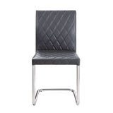 Ansonia Gray Synthetic Leather & Chrome Finish Side Chair (Set-2)