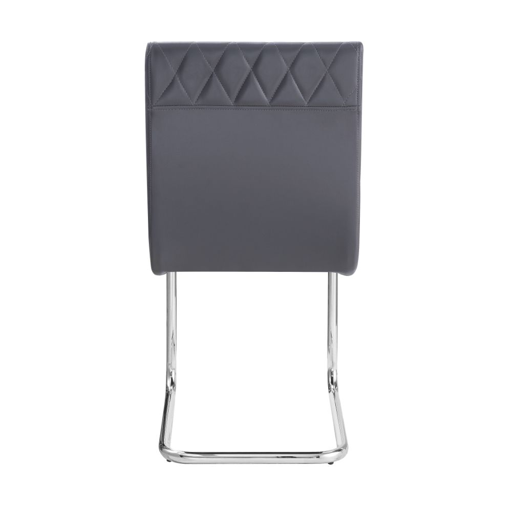 Ansonia Gray Synthetic Leather & Chrome Finish Side Chair (Set-2)