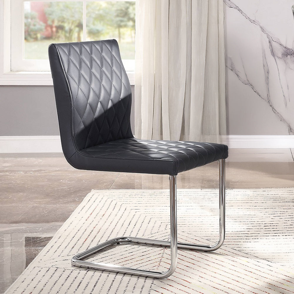 Ansonia Gray Synthetic Leather & Chrome Finish Side Chair (Set-2)